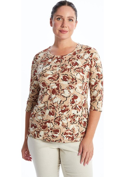 Yeni Sezon Bisiklet Yaka Desenli Kadın Bluz