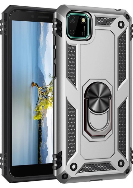 Y5P Kılıf Sofya Yüzüklü Silikon Kapak - Gümüş