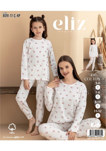 Anne Kız % 100 Cotton Uzun Kollu Pijama Takımı