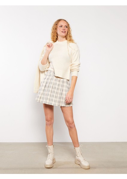 Yeni Sezon Standart Fit Ekose Pileli Kadın Etek fiyatları