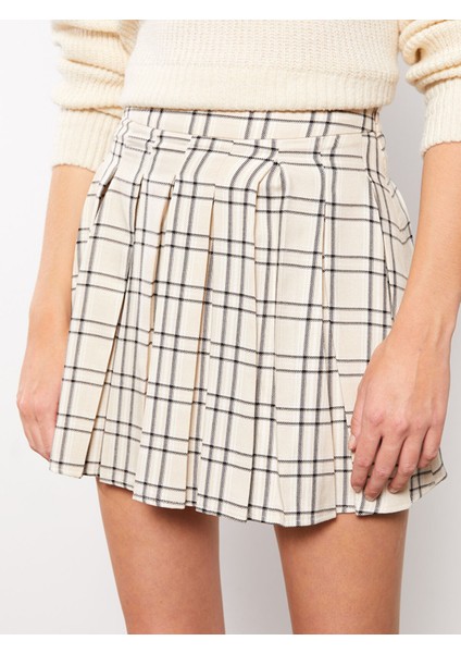 Yeni Sezon Standart Fit Ekose Pileli Kadın Etek indirimleri