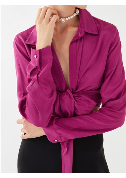 Yeni Sezon Düz Uzun Kollu Saten Kadın Abiye Gömlek fırsatları