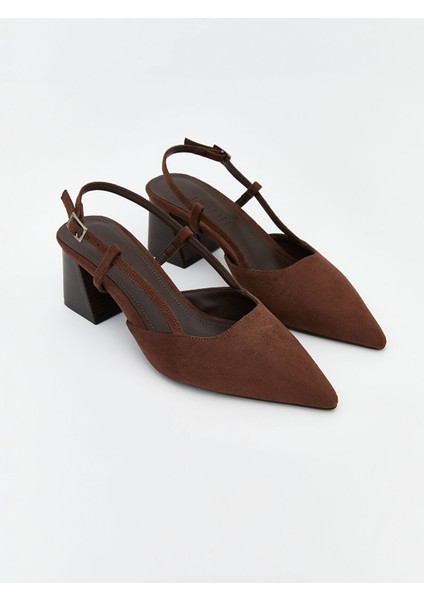 Yeni Sezon Süet Görünümlü Kadın Topuklu Ayakkabı