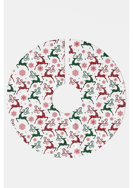 Noel Temalı Geyik Desenli Yılbaşı Çam Ağacı Örtüsü modelleri