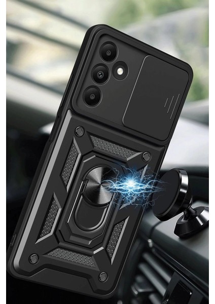 Newface M15 Kılıf Pars Lens Yüzüklü Silikon - Siyah