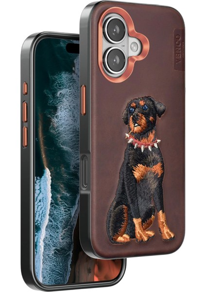 Venco Iphone 16 Perma Desenli Kapak - Koyu Kahve