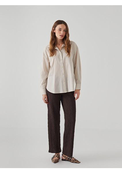 Yeni Sezon Beli Lastikli Dokulu Kadın Pantolon