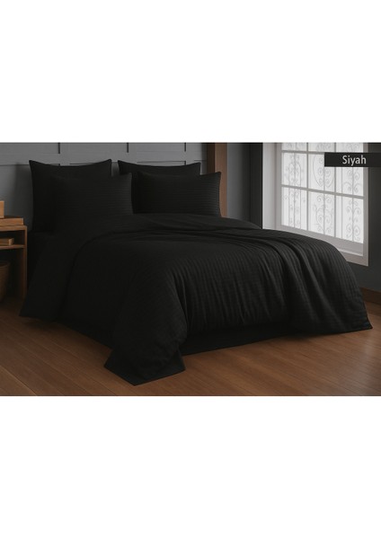 Premıum Siyah Renk Pamuk Saten Çift Kişilik Lastikli Çarşaf Nevresim Takımı fiyatları