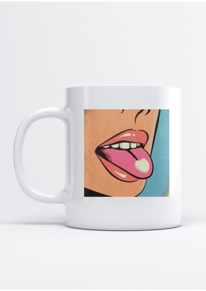 Kalpli Şeker Baskı Porselen Kupa Bardak