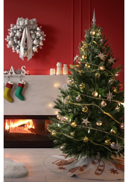 Beyaz Yılbaşı Figürleri Çam Ağacı Örtüsü