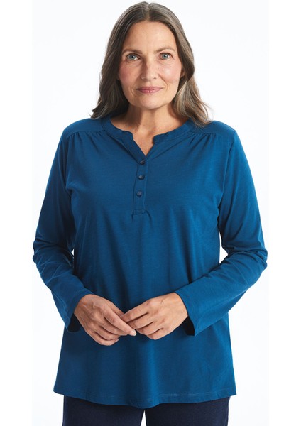 Yeni Sezon Kaçık Yaka Düz Uzun Kollu Kadın Bluz