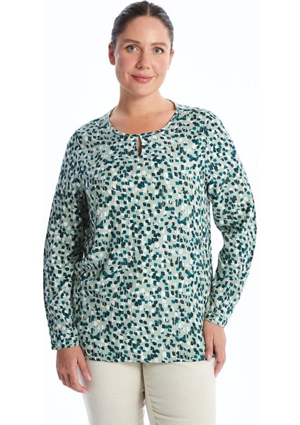 Yeni Sezon Bisiklet Yaka Desenli Kadın Bluz