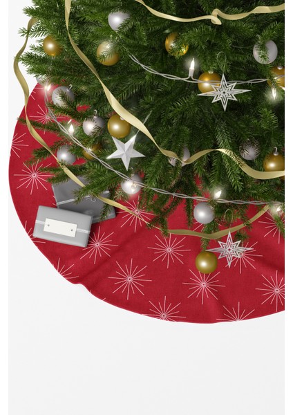 Noel Temalı Kırmızı Yılbaşı Çam Ağacı Örtüsü fiyatları