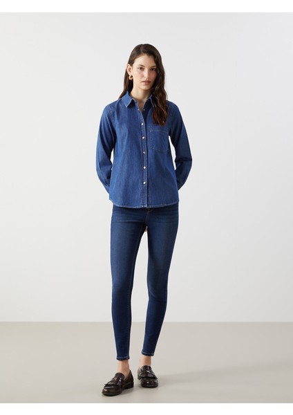 Yeni Sezon Düz Uzun Kollu Kadın Jean Gömlek fiyatları