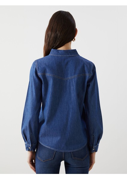 Yeni Sezon Düz Uzun Kollu Kadın Jean Gömlek fırsatları