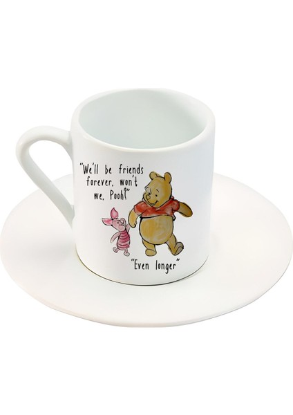 Pooh & Piglet Sevimli Karakter Baskılı Türk Kahve Fincanı