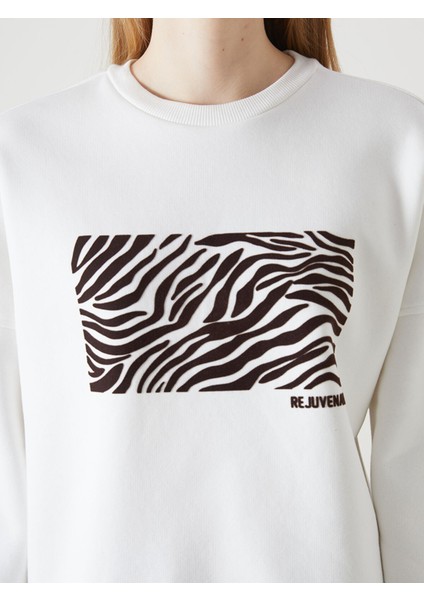 Yeni Sezon Bisiklet Yaka Baskılı Oversize Kadın Kalın Sweatshirt modelleri