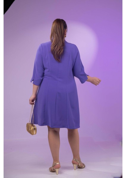 Kadın 33371 Önü Düğmeli Gömlek Mor Elbise fiyatları