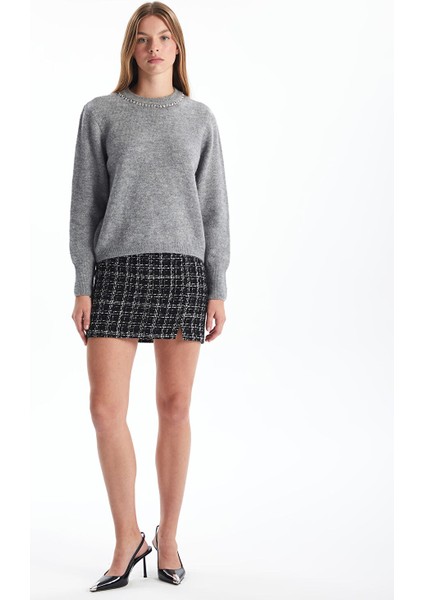 Yeni Sezon Beli Fermuarlı Ekose Kadın Tüvit Etek