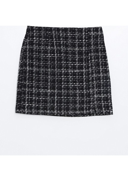 Yeni Sezon Beli Fermuarlı Ekose Kadın Tüvit Etek indirimleri