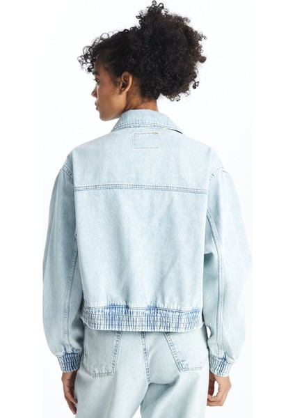 Yeni Sezon Gömlek Yaka Oversize Crop Kadın Jean Ceket fırsatları