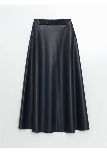 Yeni Sezon Beli Lastikli Deri Görünümlü Kadın Etek indirimleri