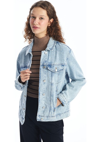 Yeni Sezon Düz Uzun Kollu Kadın Jean Ceket