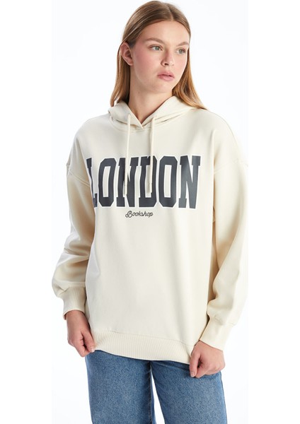 Yeni Sezon Baskılı Uzun Kollu Oversize Kadın Kalın Hoodie
