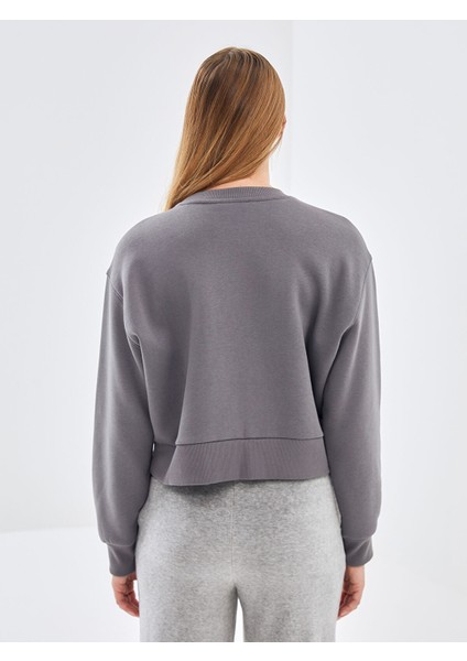 Yeni Sezon Bisiklet Yaka Baskılı Oversize Kadın Kalın Sweatshirt fırsatları