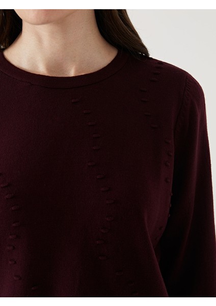 Yeni Sezon Bisiklet Yaka Kendinden Desenli Kadın Triko Kazak modelleri