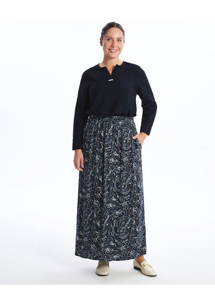 Yeni Sezon Beli Lastikli Desenli Kadın Etek