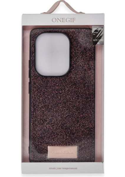 Onegif Redmi Note 13 4g Bright Simli Kapak - Siyah modelleri