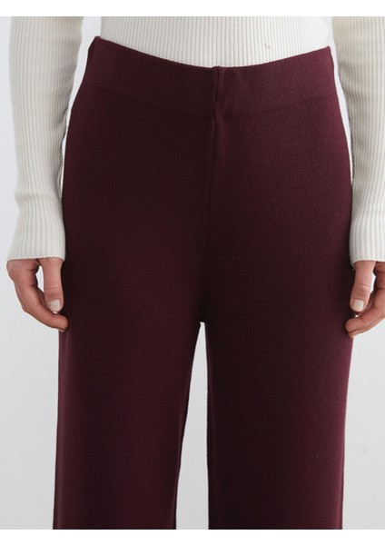 Yeni Sezon Beli Lastikli Geniş Paça Kadın Triko Pantolon modelleri