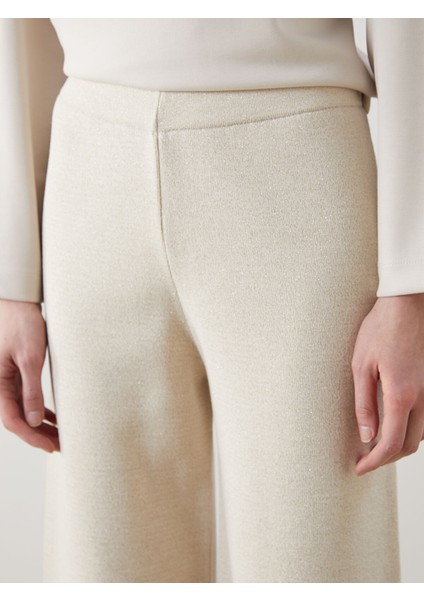 Yeni Sezon Beli Lastikli Geniş Paça Kadın Triko Pantolon modelleri