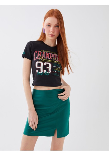 Yeni Sezon Düz Deri Görünümlü Kadın Etek indirimleri