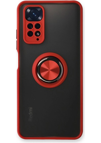 Redmi Note 11 Kılıf Montreal Yüzüklü Silikon Kapak - Kırmızı