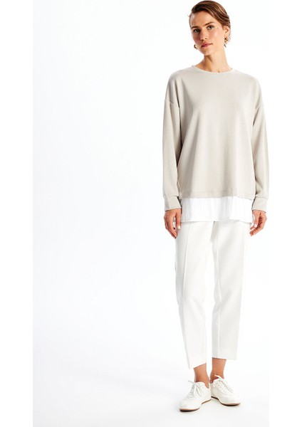 Yeni Sezon Bisiklet Yaka Düz Oversize Kadın Sweatshirt Tunik fiyatları