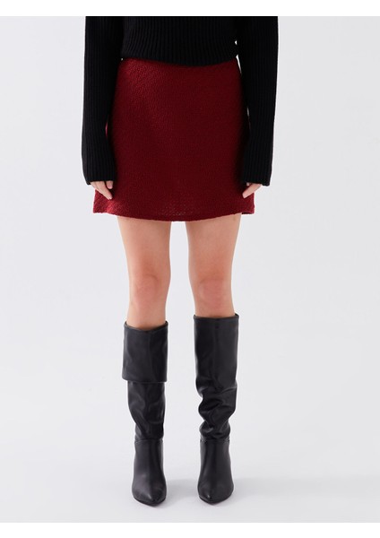 Yeni Sezon Beli Fermuarlı Desenli Kadın Tüvit Etek modelleri