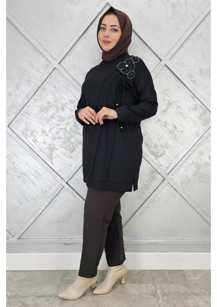 Kadın Çiçekli Nervür Dikim Detaylı Tesettür Tunik fiyatları