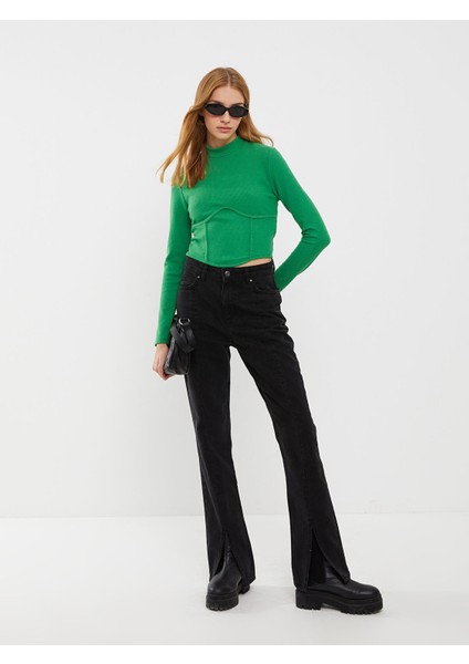 Yeni Sezon Dik Yaka Düz Uzun Kollu Korse Crop Kadın Bluz modelleri