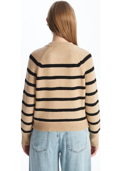 Yeni Sezon Bisiklet Yaka Çizgili Uzun Kollu Kadın Triko Kazak indirimleri