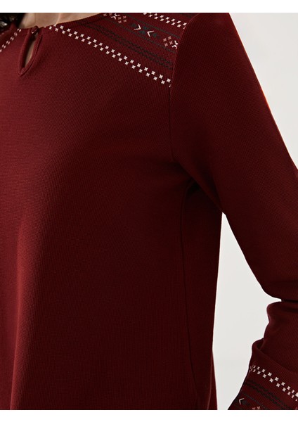 Yeni Sezon Bisiklet Yaka Desenli Kadın Bluz modelleri