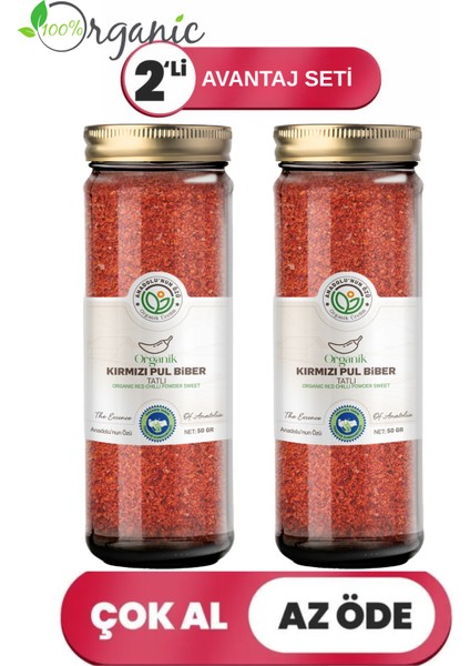 Organik Kırmızı Pul Biber Tatlı 2'li Avantaj Seti