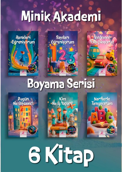 Minik Akademi Boyama Serisi - 6 Kitap - Çocuk Boyama Kitapları