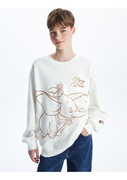 Yeni Sezon Bisiklet Yaka Dumbo Baskılı Kadın Kalın Sweatshirt