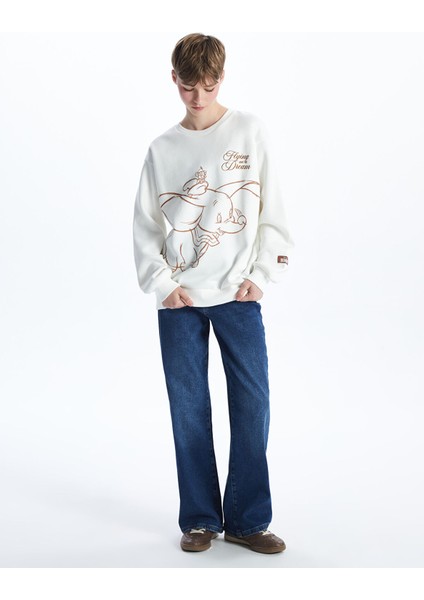 Yeni Sezon Bisiklet Yaka Dumbo Baskılı Kadın Kalın Sweatshirt fiyatları