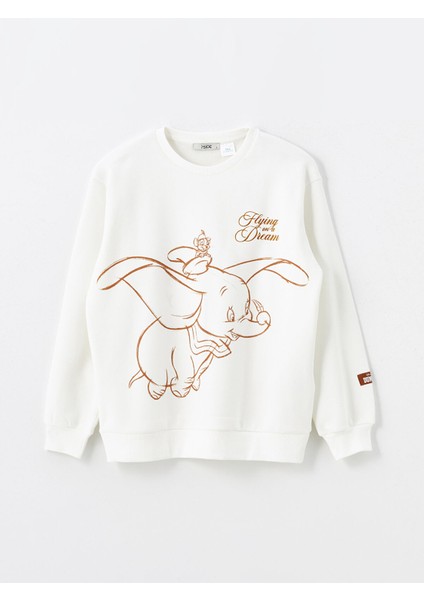 Yeni Sezon Bisiklet Yaka Dumbo Baskılı Kadın Kalın Sweatshirt indirimleri