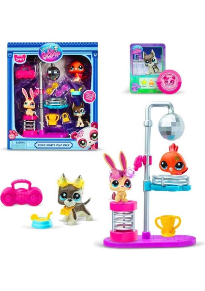 Seçtim Aldım Littlest Pet Shop Minişler 637 Disko Gecesi Oyun Seti 3 Lü Miniş Figür 4+