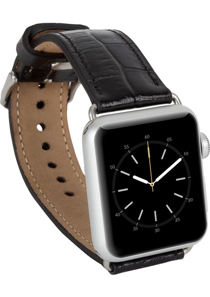 Apple Watch Uyumlu Deri Kordon 42-44-45MM Kroko Siyah fiyatları