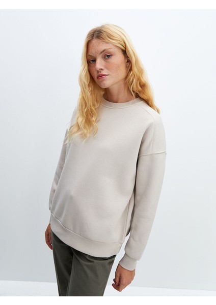 Yeni Sezon Bisiklet Yaka Oversize Kadın Kalın Sweatshirt